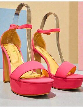 Fuchsia Platform High Heel Ankle Strap Sandals